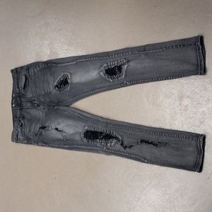 WAIMEA SKINNY FIT BLACK/GREY WASHED DISTRESSED JEANS